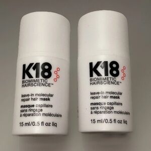 K18 Leave-In Molecular Repair Peptide Hair Mask -15ml  New/Authentic 2 pack